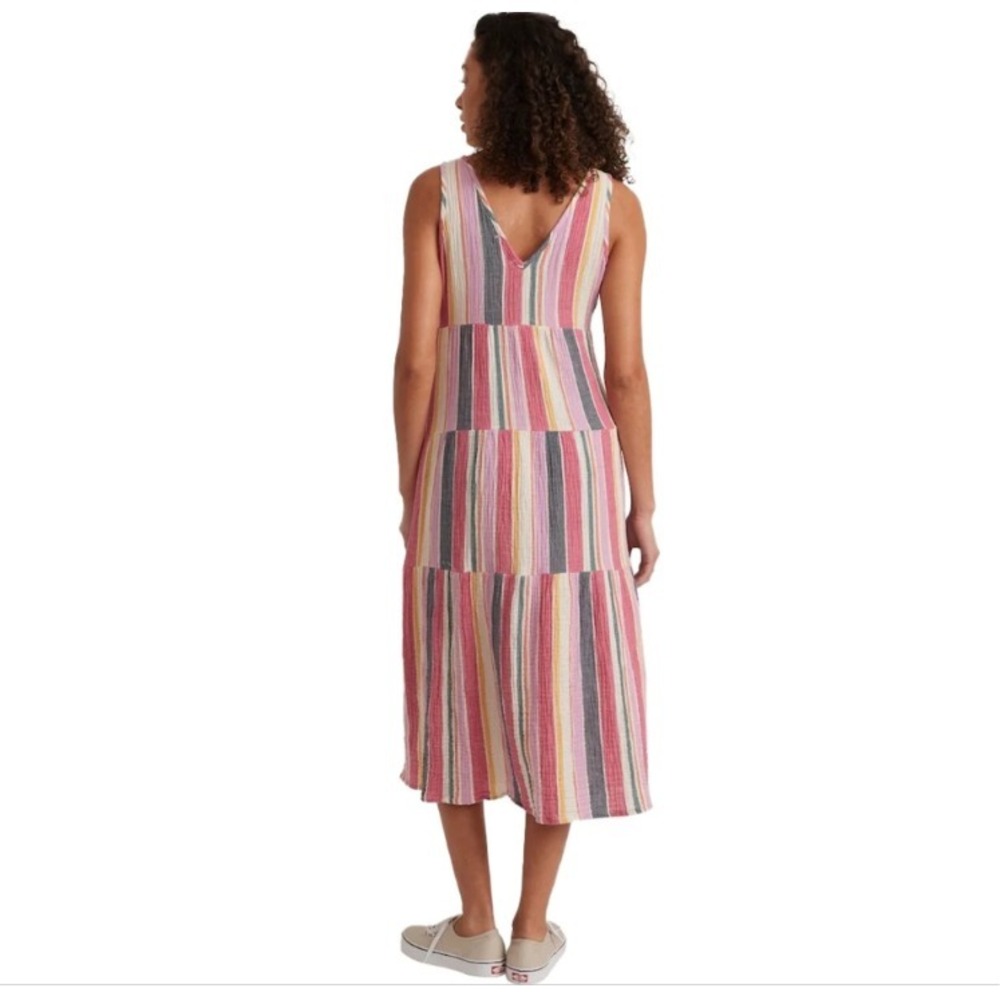 Marine Layer Womens Corinne Maxi Dress Sleeveless V Neck Multi Stripe Small - Picture 2 of 8